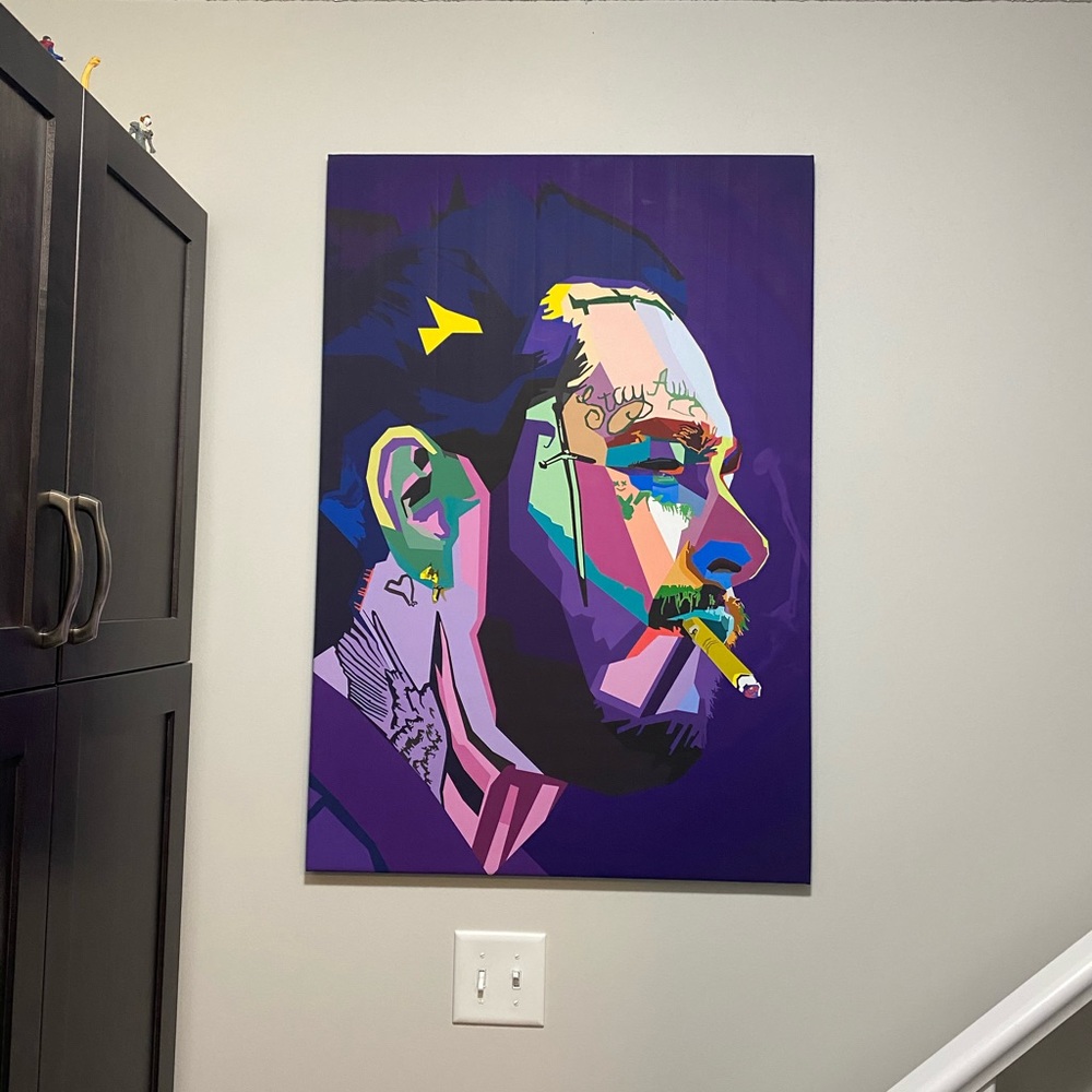 Picture Post Malone 2.1ft by 3.1ft (26” x 38”) NEW! Colourful Wall Art Framed